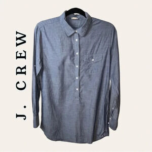 J. CREW CHAMBRAY HALF BUTTON UP TUNIC SIZE SMALL‎